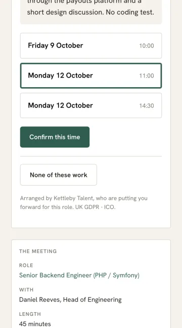 Pick an interview time