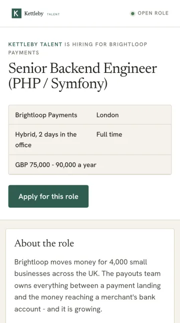 The job page