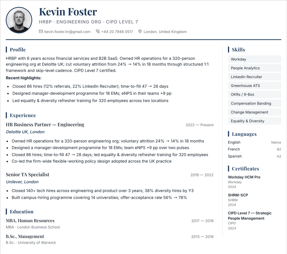 Resume example — hr-manager